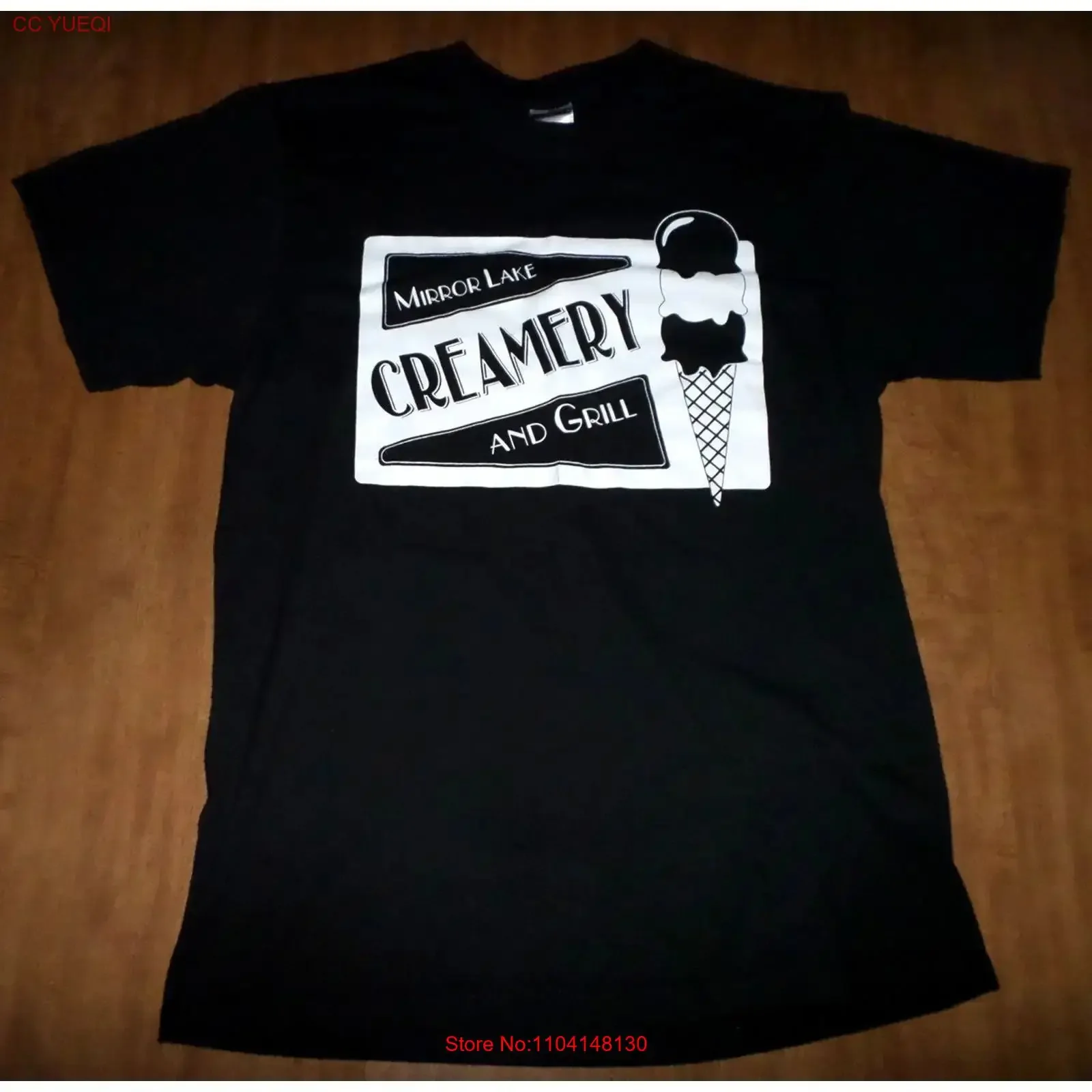 Camiseta MIRROR LAKE CREAMERY GRILL med con estampado de helado, estilo vintage, lavada, suave, unisex, informal, versátil, de Columbus, Ohio