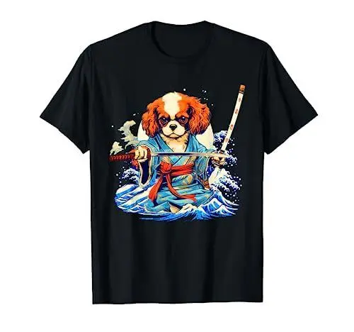 

Cavalier Ukiyoe Dog Dog Men's Dog Lover Goods Funny Clothe For Men Clothing Women Short Sleeve Tees High Quality 100%Cotton