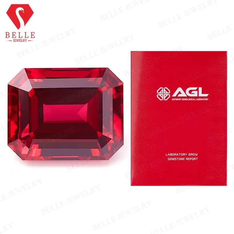 

Lab Grown Ruby Rubellite Color Brilliant Emerald Cut AGL Certificate VVS1 Gemstone Charms DIY Advanced Jewelry Making Wholesale