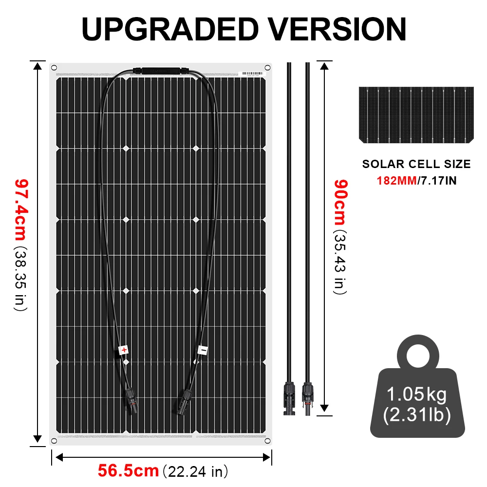 DOKIO 18V 400W pannello solare flessibile (Set) pannello solare in silicio monocristallino cina per casa/auto/campeggio/ricarica batteria 12V