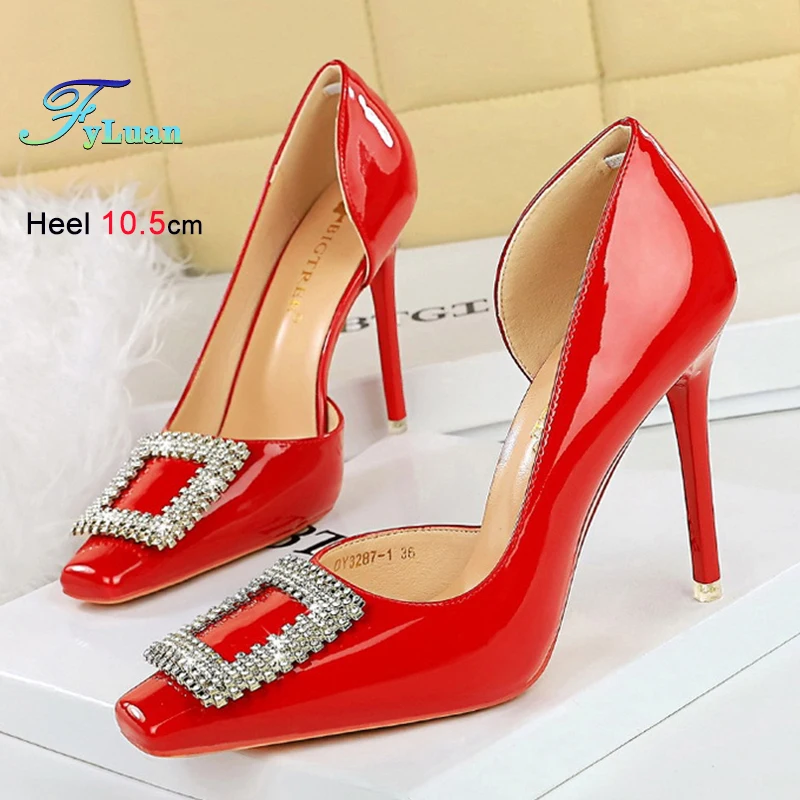 

High Heels 10.5cm Women Shoes Thin Heel Lace Mesh Hollow Pumps Lady Black Pointed Toe Stiletto Spring Sexy Party Shoes Size 40