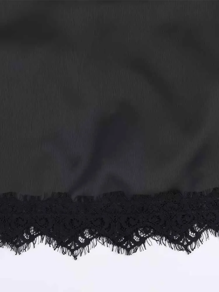 European and American style winter new arrivals fashionable women's clothing high-waisted design textured lace hem skirt pants