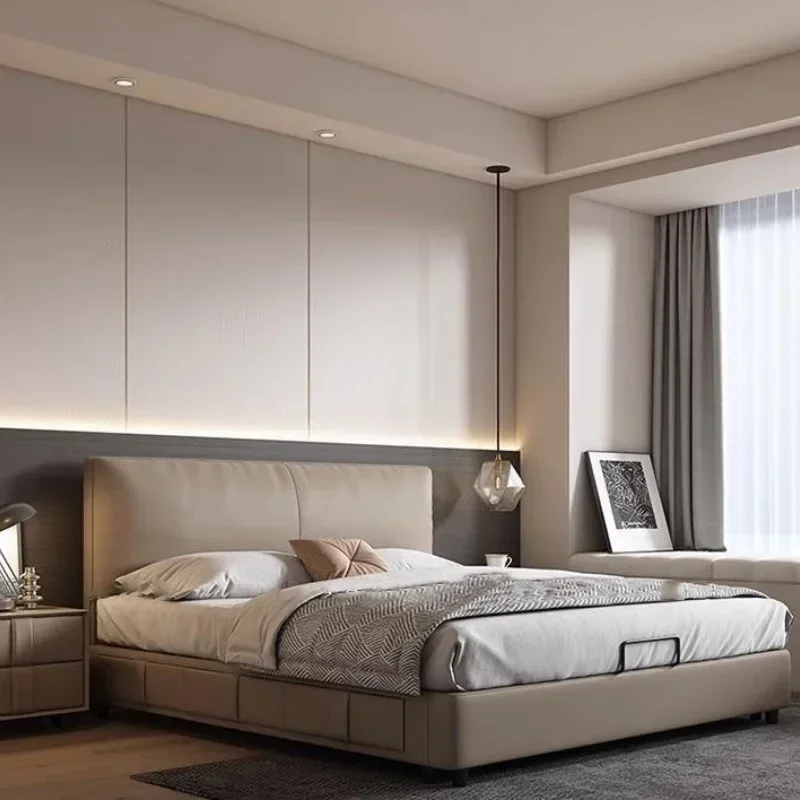 

Italian Minimalist Light Luxury Soft Bag Flush Edge Bed