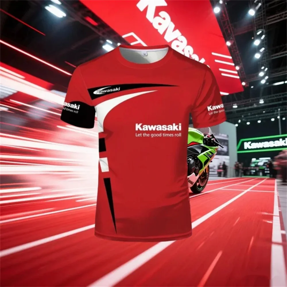 Neuheit für den Sommer 2025, Kawasaki Motorrad-Herren-T-Shirt, bedrucktes Rad-T-Shirt, lässiges, schnell trocknendes Sport-T-Shirt
