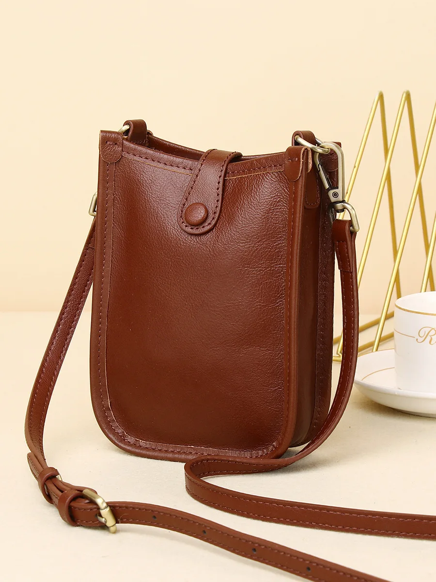 Cowhide mobile phone bag crossbody small bag 2023 Spring/Summer new genuine leather women's bag versatile one shoulder mini cros