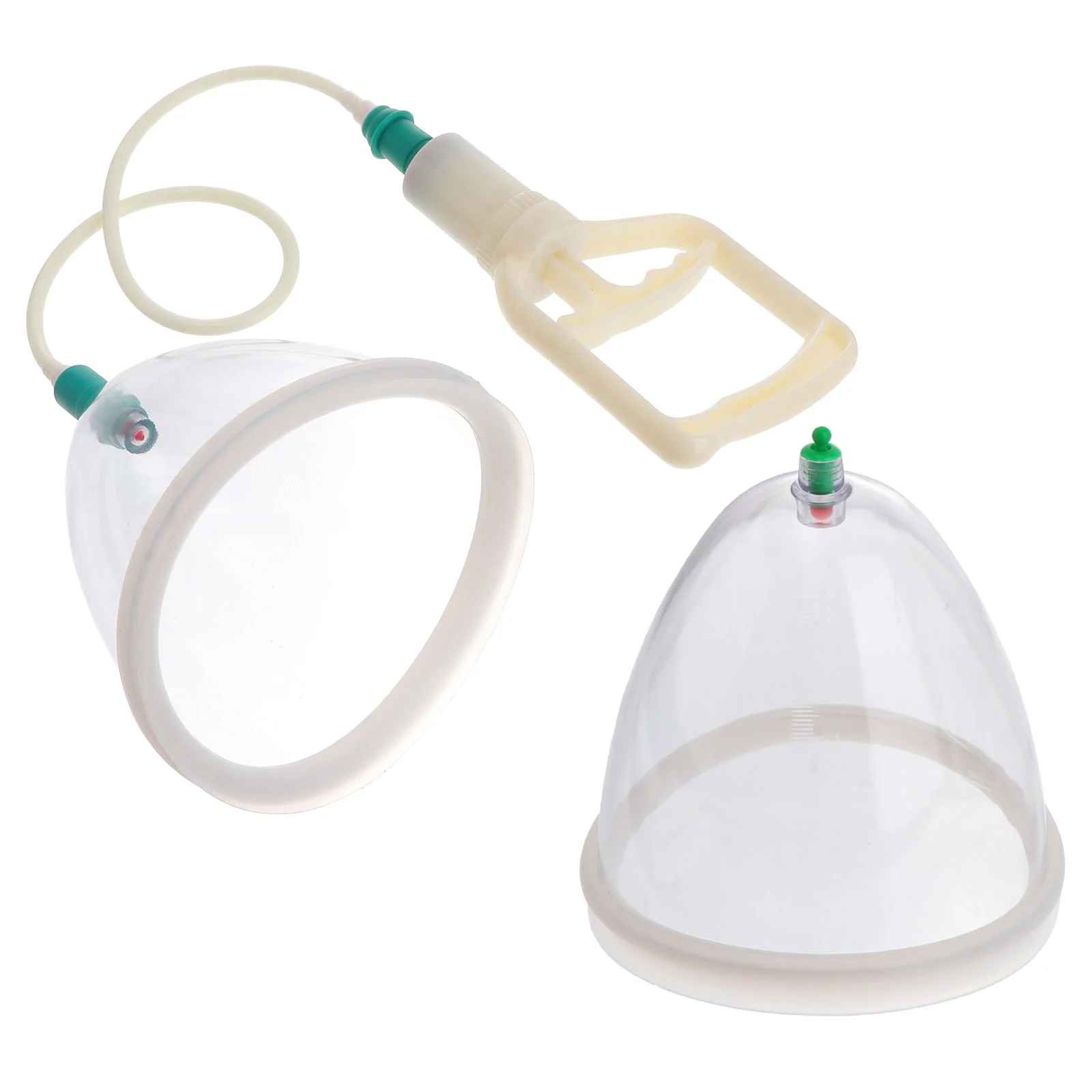 2 Pcs Chinese Cupping Pump Back Massage Cups White Plastic Negative Pressure Device