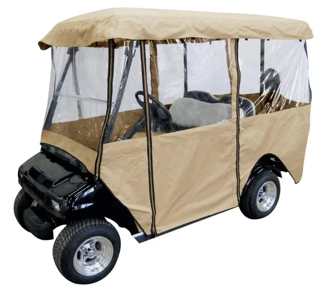 Heavy Duty Outdoor Waterproof Golf Cart Rain Covers with Transparent Window Enclosure for Driving Sports Sports Equipment Cover