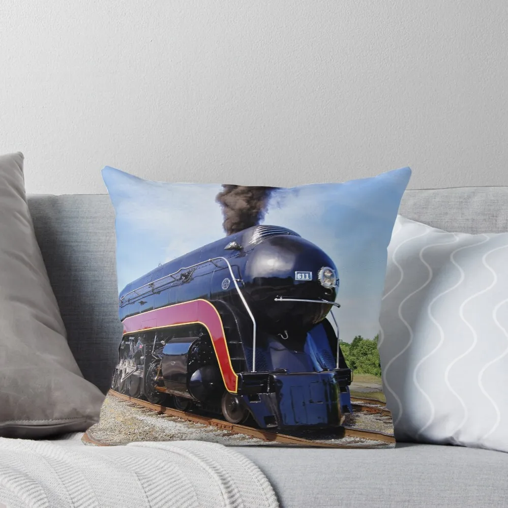 Norfolk and Western Class J # 611 Locomotive after restoration Throw Pillow Luxury Living Room Decorative Cushions pillow