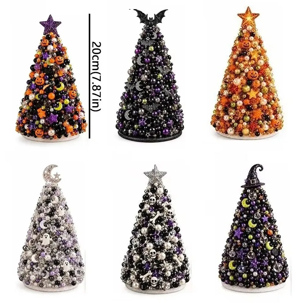 Handmade Halloween Beaded Decor Tree With Ghost Moon Rhinestone Details For Home Tabletop Holiday Party Decor image 5