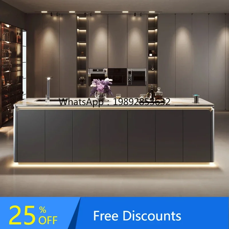 CZ   Round Whale J Petal Island Bar Gray Italian Style Home Light Luxury High-End Dining Table Open Kitchen New Model