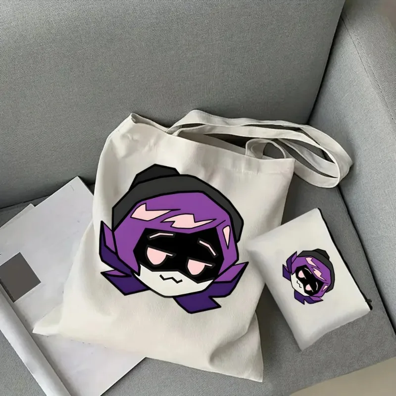 2 Pcs Murder Drones Tote Cosmetic Bag Set Fashion Canvas Shoulder Bag Eco-friendly Large Capacity Women's Shopping Bag Wallet