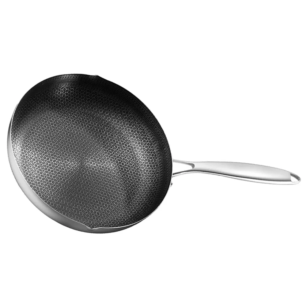 

Stainless Steel Frying Pan 26cm Single H Nonstick Honeycomb Wok Kitchen Cookware BBQ Gas Stove Easy Clean Induction
