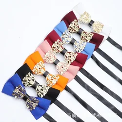 Men's adult  business formal fashion  metallic  flower bow tie accesoires
