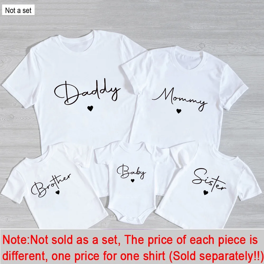 Daddy/Mommy/Sister/Brother/Baby Print Family Matching Outfits Short Sleeve Casual Family Outfit Summer Matching Set Clothing