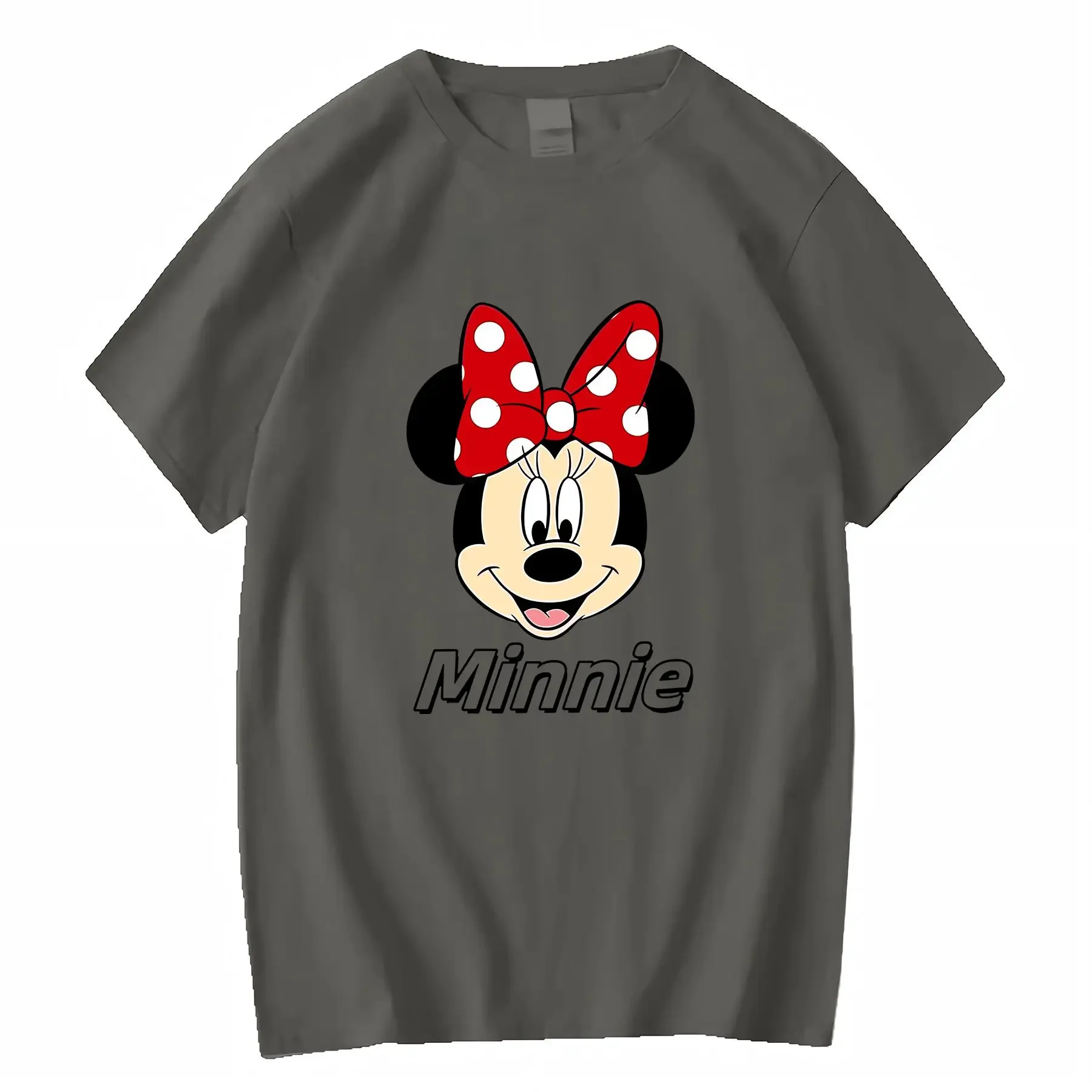 تي شيرت ديزني ميني ماوس 100 قطن أبيض برقبة دائرية كاجوال للنساء طوال الموسم مريح قابل للتنفس عتيق مغسول أوم #3