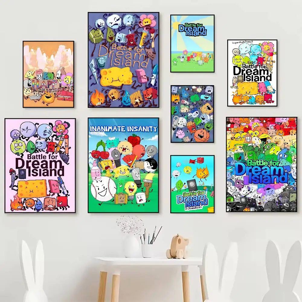 Game B-Battle For Dream Island Poster HD Art Sticky Wall Waterproof Home Living Room Bedroom Bar Aesthetic Decoration