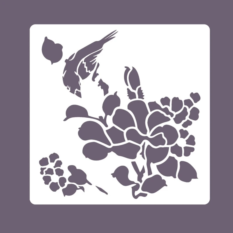 8 pacotes estênceis pintura, modelos desenho ramos pássaros, flores, reutilizáveis, vazados para amantes diy,