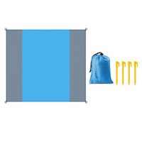 Beach Picnic Mat 200X200Cm Blue Gray Foldable Waterproof Outdoor Cushion Portable Camping Rug Lightweight Grass Pad For