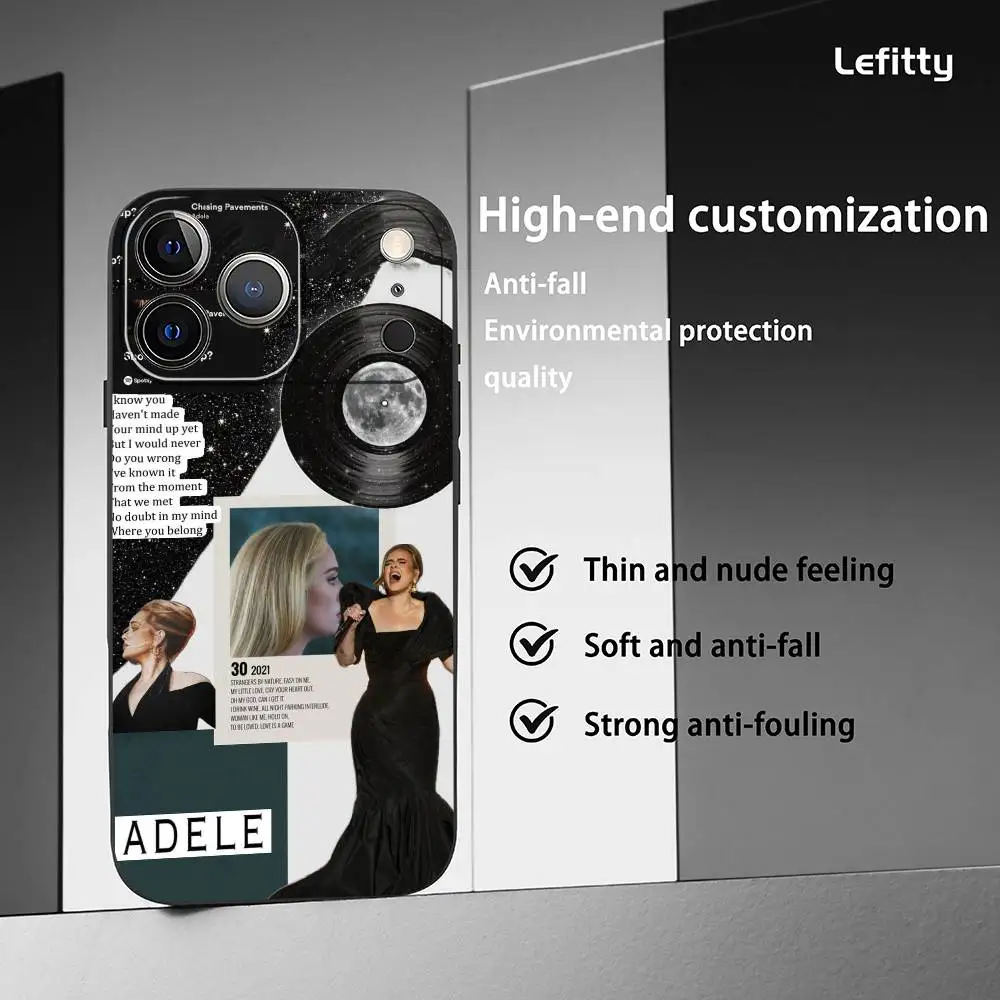 A-Adele Adkins coque de téléphone à la mode pour IPhone 17 16 15 14 13 12 11 Pro Max Plus Mini coque souple givrée noire Funda