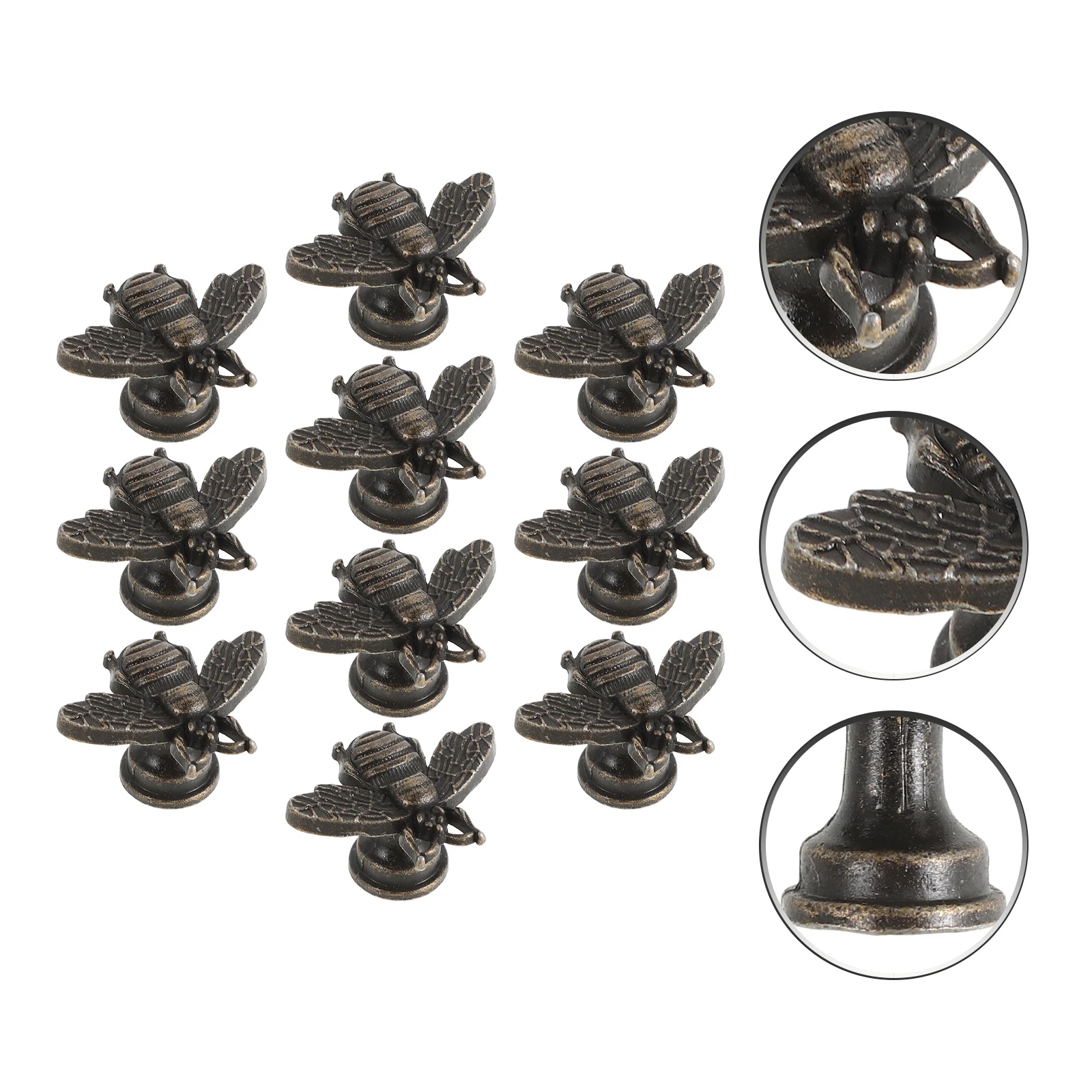 

10 pcs Vintage Cabinet Knobs 25Mm Bee Drawer Handles Decorative Metal Pulls For Dresser Wardrobe Cupboard Furniture Knobs