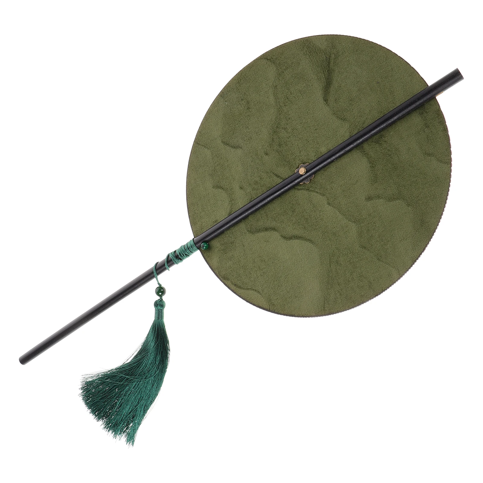 Abanico de cintura de bambú con flecha, poliéster Circular de danza china redonda de estilo antiguo de mano