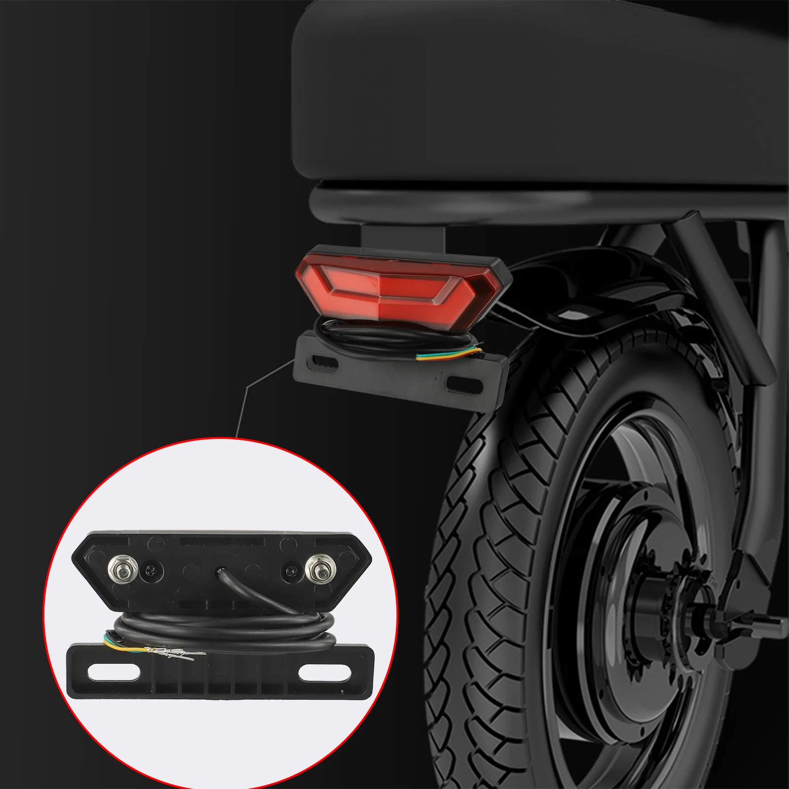 1pc 4Pin Ebike Rear Light Tail Light 36/48V LED Light For Safe Night Cycling Light Waterproof IPX4 Wiring Rubber Tip 100cm Cable