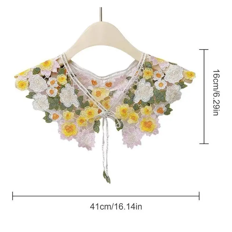 652F Lace Crochet Collar Detachable Collar Flower Shawl Shoulder Wrap for Women Shirt Dress All Matching Clothes Accessories