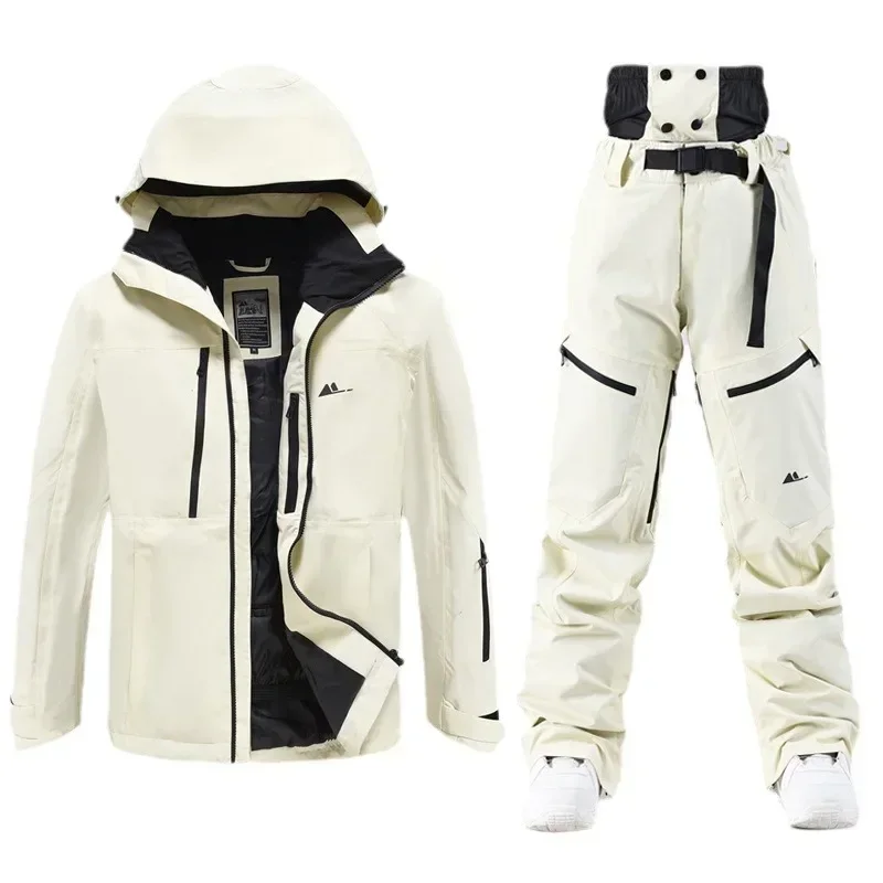 2025 Nieuwe Warme Outdoor Winter Skipak Dames Winddicht Waterdicht Capuchon Sneeuwkleding Polyester Sport Ademend Effen Skisets