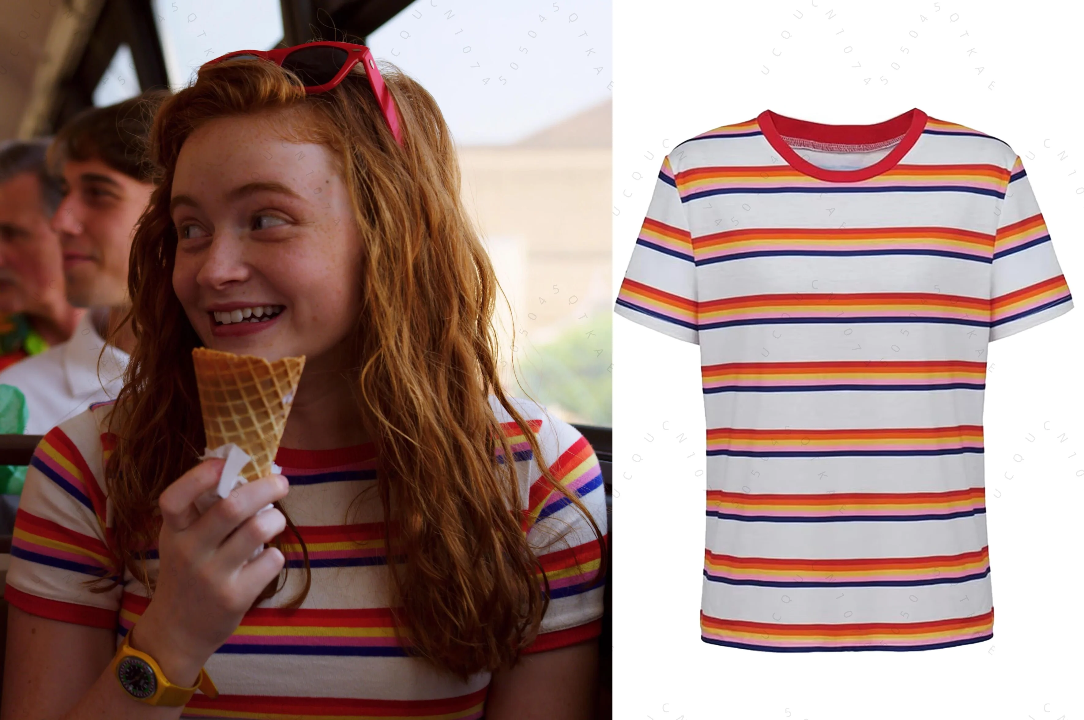 Max Mayfield Cosplay Costume Max Striped T-shirt Women girl Casual Coat Max Mayfield Colorful Striped   women  motorcycle T-shir