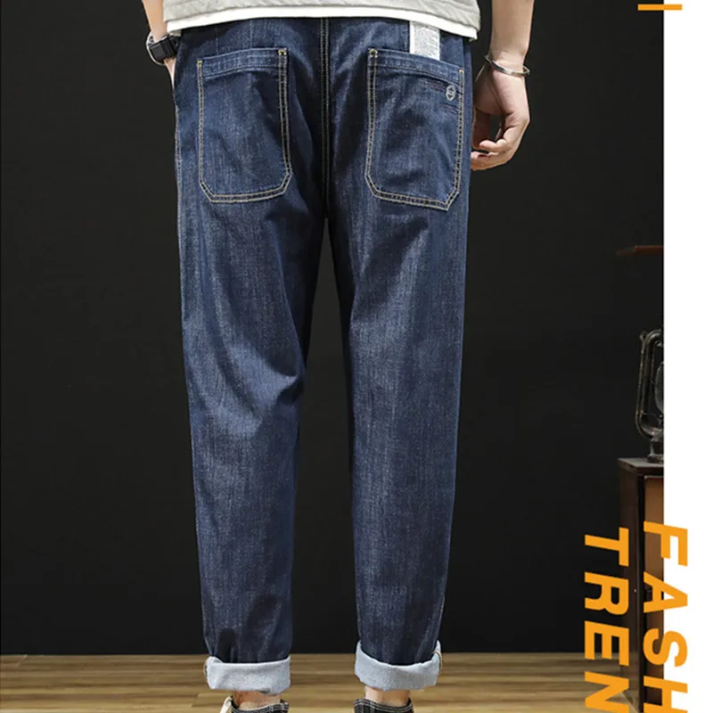 Ankle Length Jeans Plus Size 7XL 6XL 5XL 4XL Loose Stretched Men Folded Leg Popular Autumn Spring Denim Pencil Pants Trousers