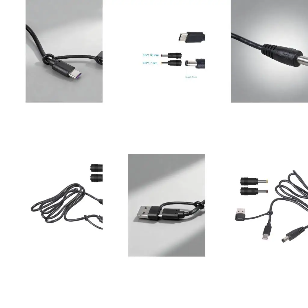  High Current 3A USB Type C Power Supply Line Compatible QC3.0 Delivering 12V to 5.5x2.1mm Port with Additional Adapter