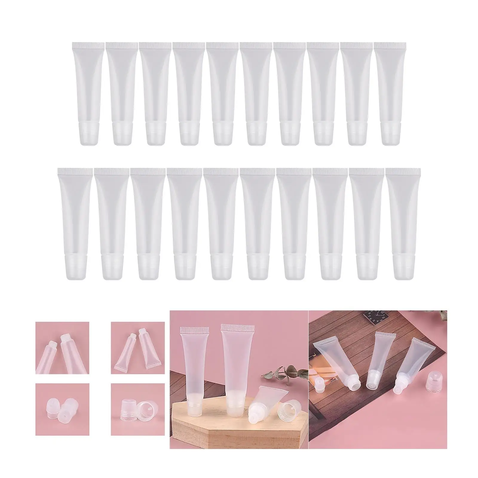 Lot de 10 Jules Gloss, tubes africains transparents avec capuchons pour bricolage