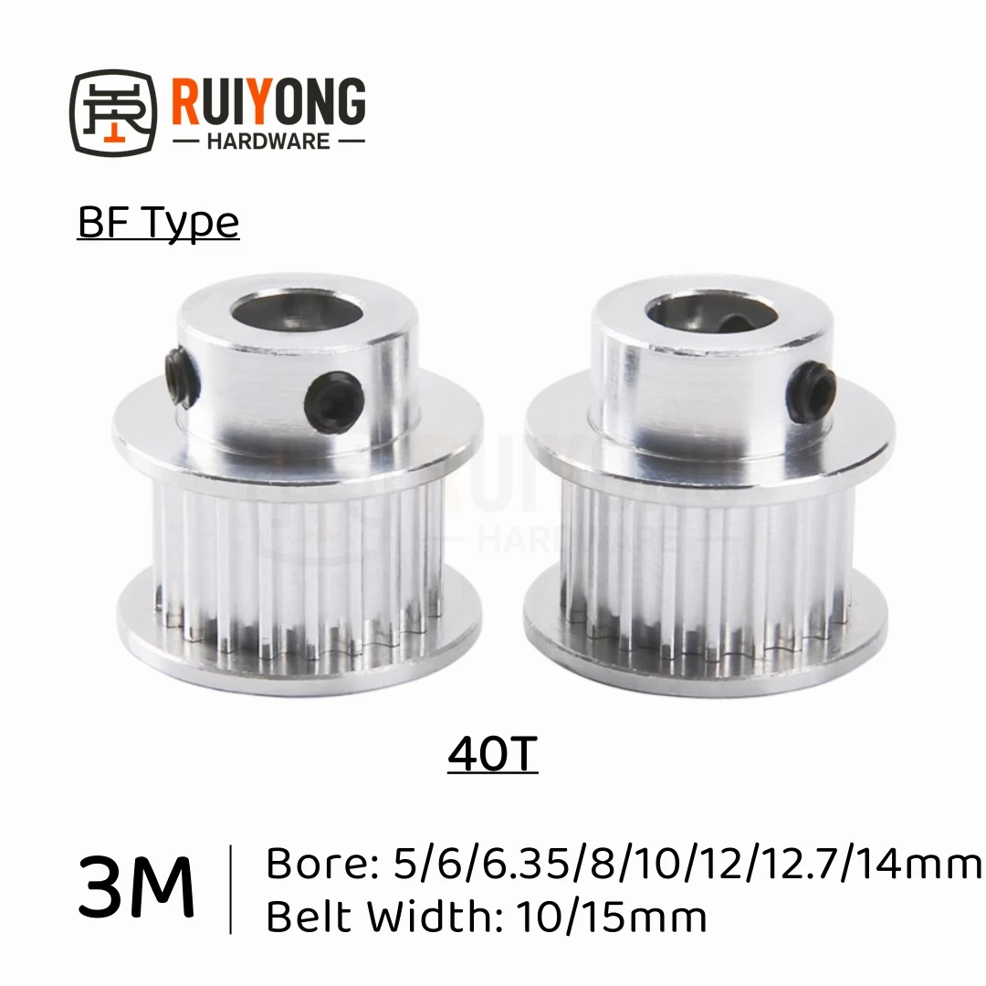 

HTD3M Timing Pulley 40Teeth BF Type Bore 5/6/6.35/8/10/12/12.7/14mm Belt Width 10/15mm 3D printed parts