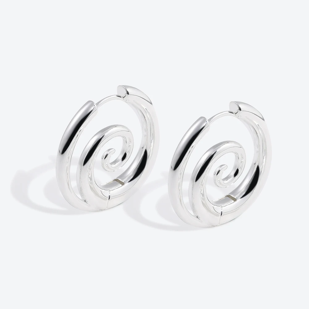

Glossisland 925 silver plated stainless steel ladies Spiral Snail Earrings Silver white trendy jewelry accessories