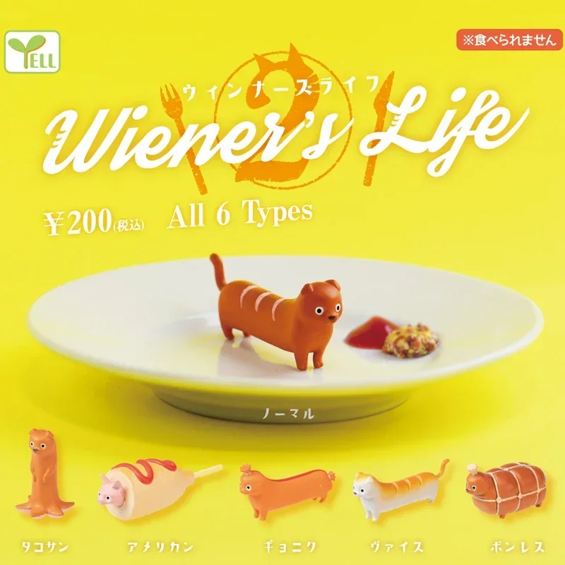 Gashapon Gacha Capsule Toy, Saucisse en fleurs, Chiens de la vie, Viande rôtie, Ornements de table animaux, Cadeaux pour enfants, JxAnimal