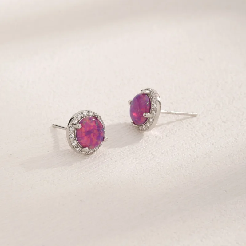 

Wind S925 Silver Jewelry Purple Ao Gemstone Stud Earrings Cold Wind New Fashion Stud Earrings Jewelry