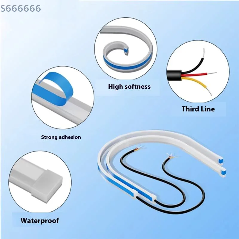 

2Pcs Universal Auto Headlights Yellow Brake Turn Signal Lights with Sequential Flow 30cm Flexible Waterproof LED Strip Car DRL