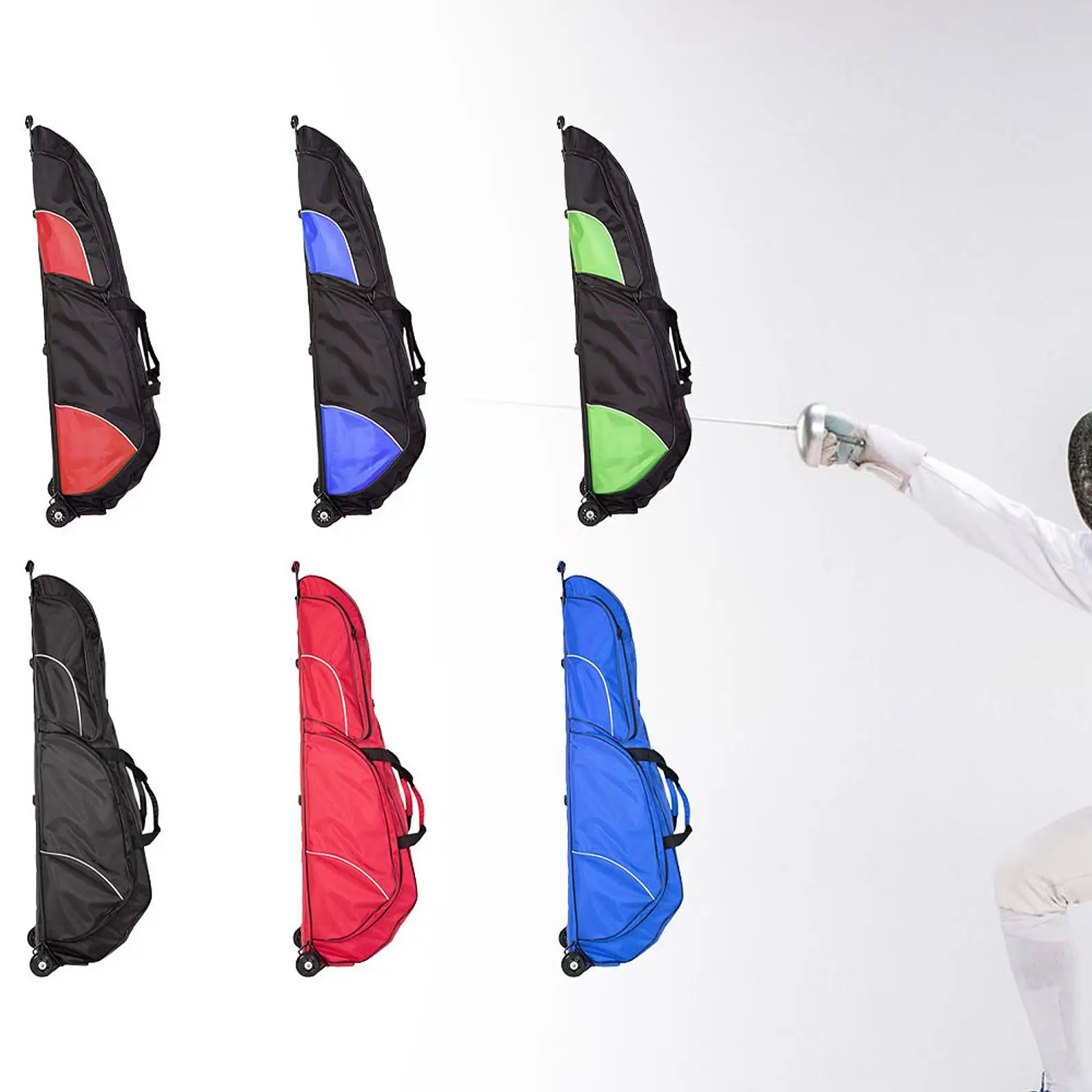 

Сумка для фехтования с колесами, удобный для переноски органайзер, большая вместимость с держателем для ручки, сумка для хранения фехтования для мужчин и женщин