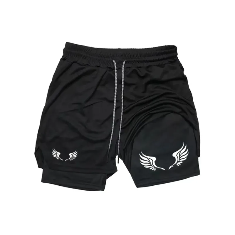New Men's Running and Sports Shorts Gym Training 2-in-1 Quick drying Multi functional Double layered Promotion Latest Hot Sale