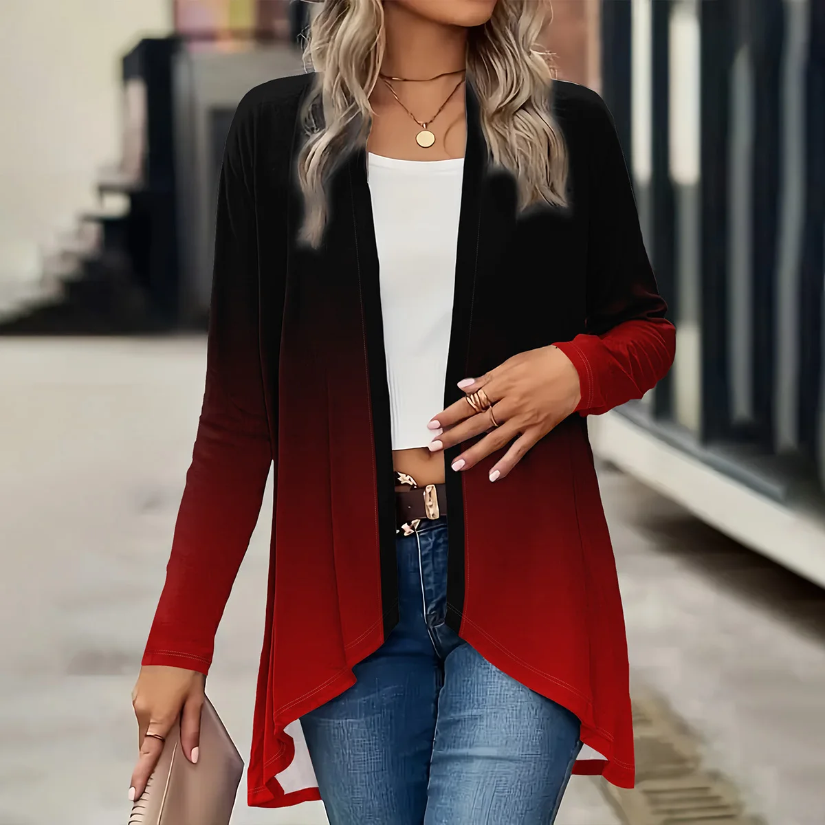 2026 autumn and winter new fashion women's V-neck long sleeve printed elegant casual loose Cardigan coat  coat