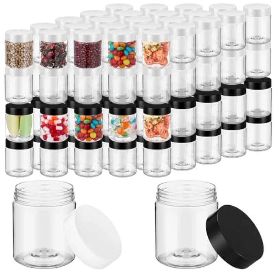 

100 Pcs Plastic Container Jars Clear Round Cosmetic Container with Lids Plastic Jars with Screw Lids for Travel Storage Kitchen
