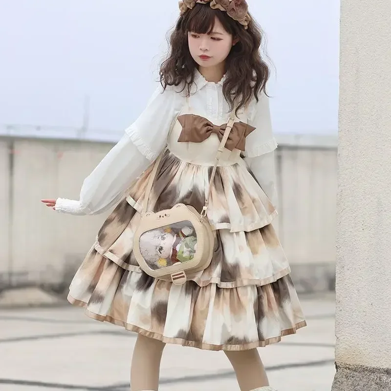 Bolsos Ita de PU para mujer, bandoleras cruzadas con dibujos de oso nuevo japonés, uniforme para chicas adolescentes, bolsos de hombro Kawaii Lolita, tendencia 2023