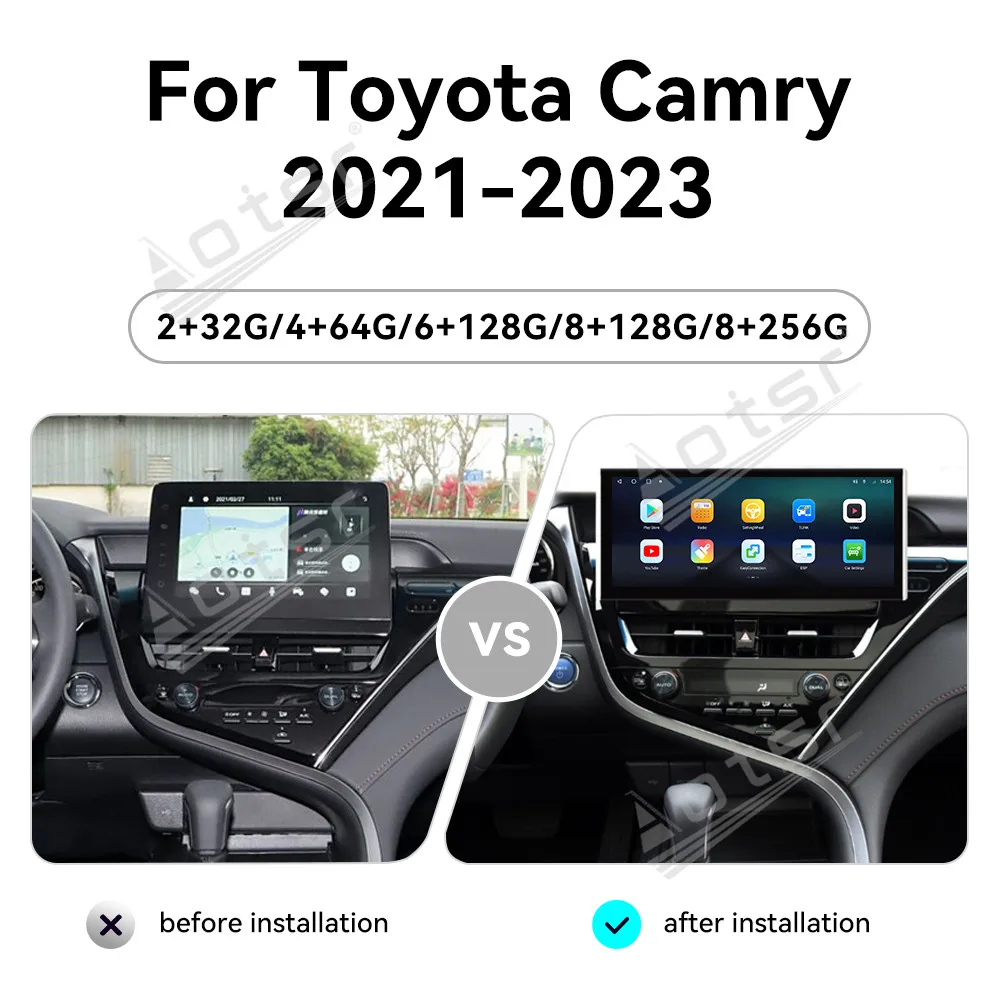 

12.3'' HD Horizontal Screen Car Radio For Toyota Camry 2021-2023 Car Multimedia Video Player GPS Navigation Carplay Unit HD WIFI