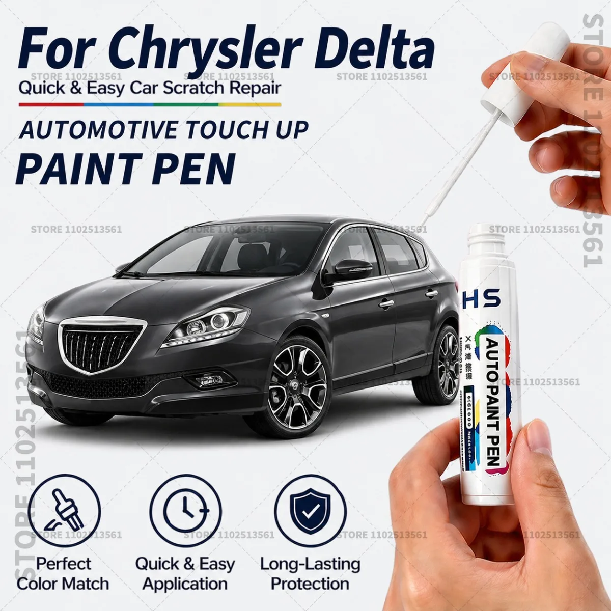 For Chrysler Delta empeza Gray Eclipse Black Zenith White Blue Brown Sliver Touch Up Paint Pen Car Paint Scratch Repair Tool