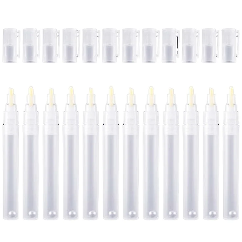 

24 Pack 6 Mm 3 Mm Empty Fillable Blank Paint Touch Up Pen Markers Round Tilted Head Paint Marker Pens Acrylic Paint Pens-Y78A