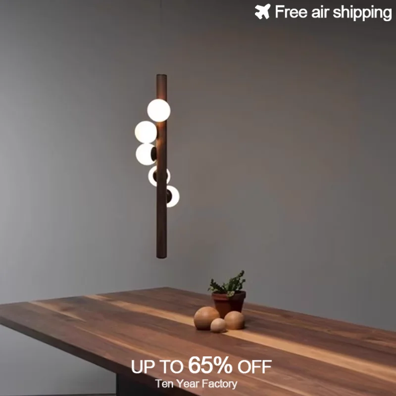G9 LED Wooden Sphere Nordic Style Ceiling Hanging Pendant Lights For Kitchen Island And Dining Area Home Decoration