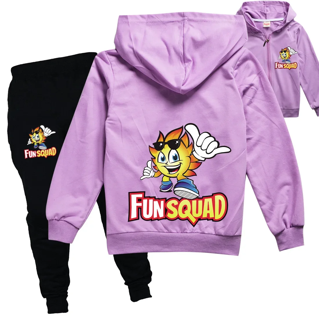 New Style Hoodie Kids Fun Squad Gaming SportSuit Toddler Girls Outfits Teenage Boys Zipper Hoody Jacket+Sweatpants 2pcs Set