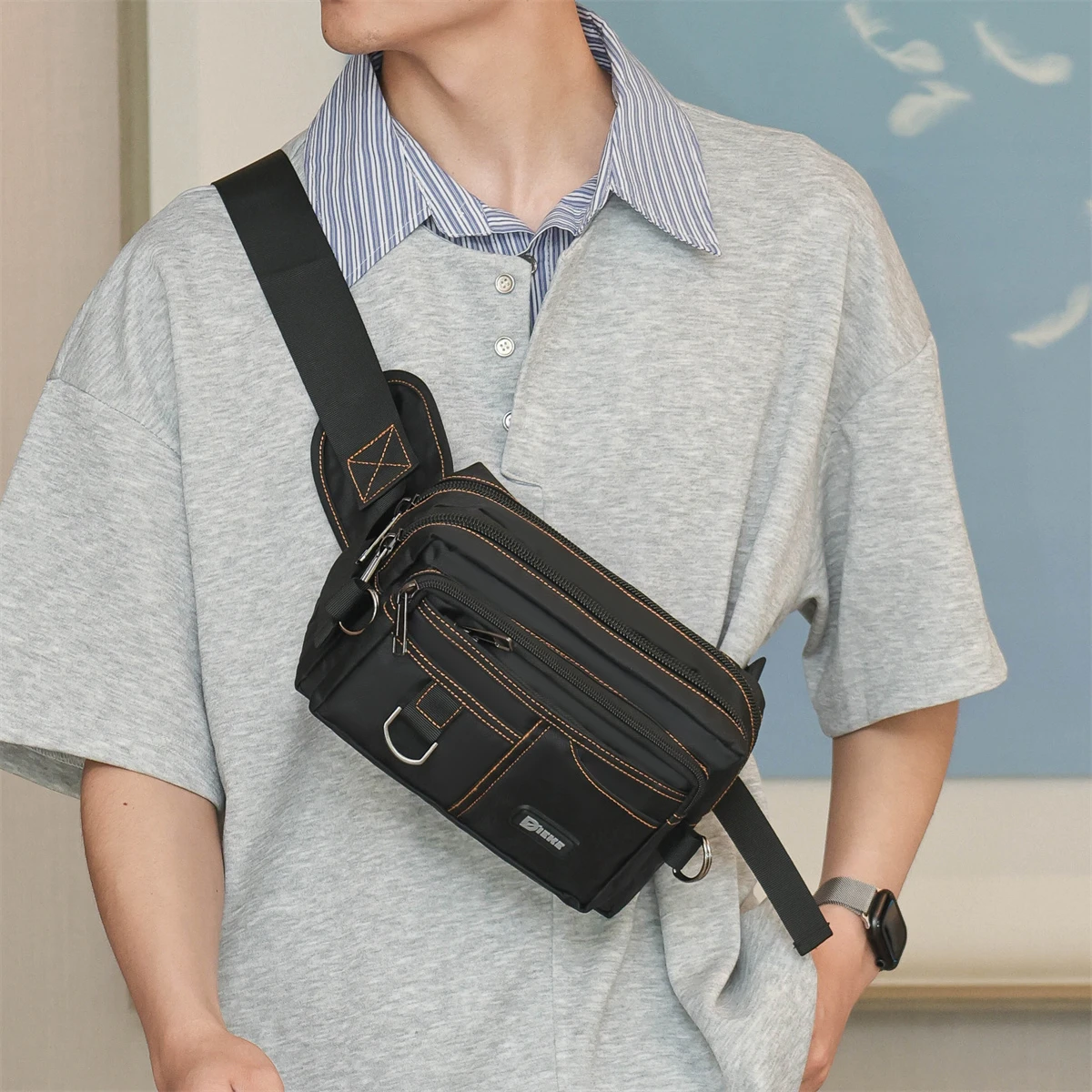 حقيبة خصر متعددة الوظائف - حزام كتف قابل للتعديل، حقيبة صدر بتصميم جيوب متعددة، مناسبة للمشي في الهواء الطلق، cyc #2