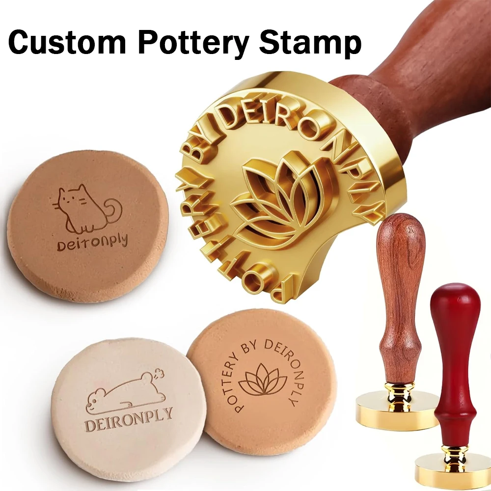 Sello de Arcilla Personalizado para Diseño de Cerámica, Sello con Logotipo, Sellos para Jabón, Regalo, Sellos de Cerámica Cuadrados/Redondos de 25/30/35/40/50 mm para Grabado en Cerámica