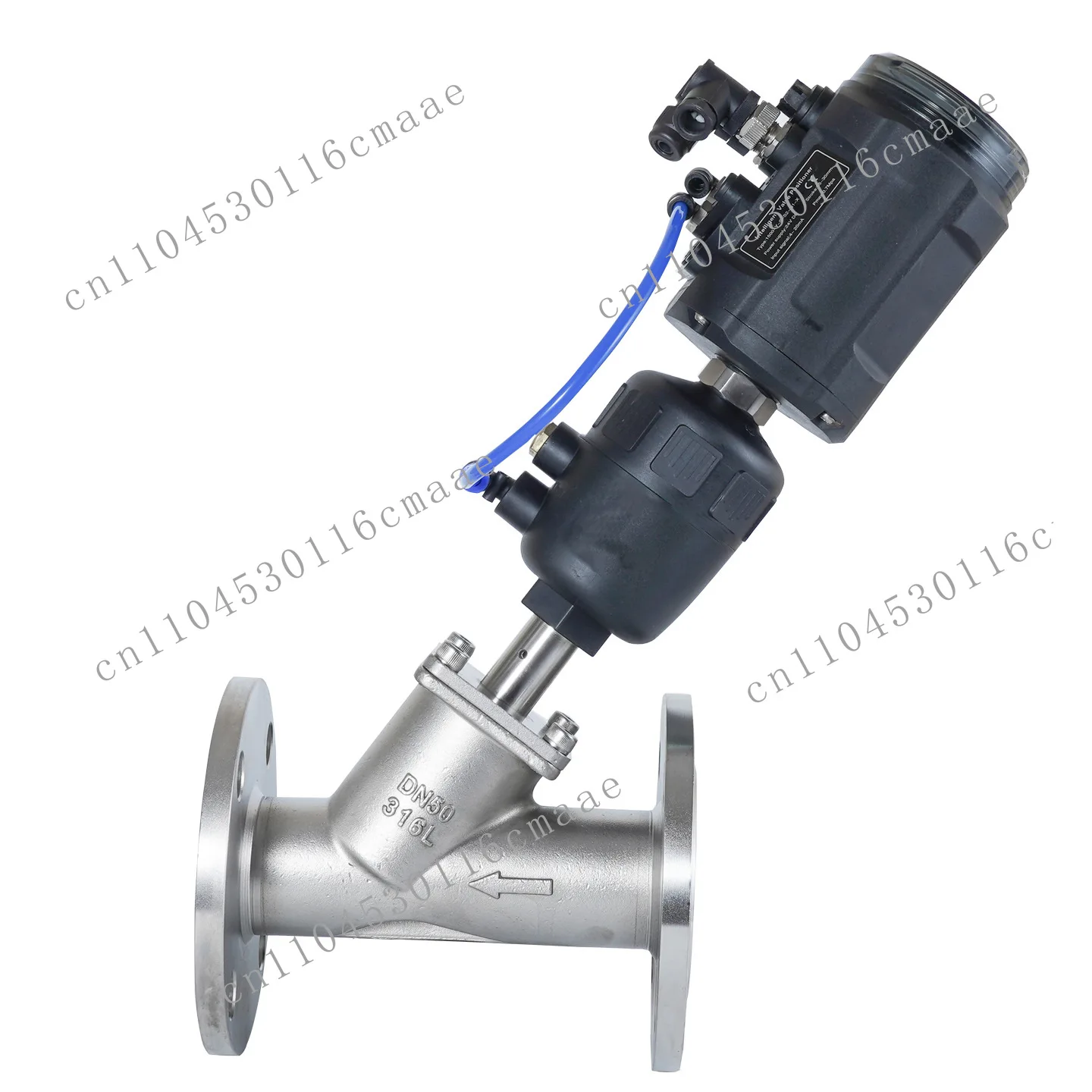 Stainless steel pneumatic hard seal flange angle seat valve steam valve pneumatic switch valve 304 plastic head adjustable